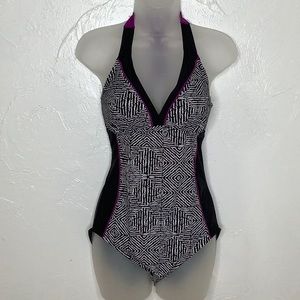 Everlast Sport one piece halter swimsuit built in bra size 12 EUC